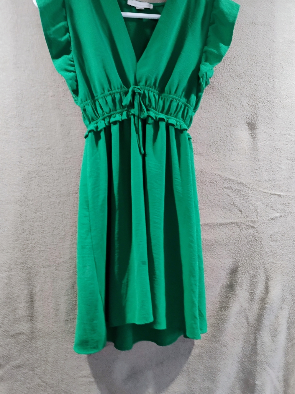 Monteau Emerald Green V-Neck Drawstring Midi Dress